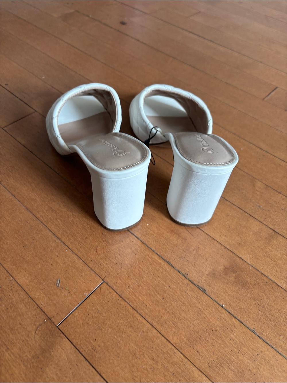 The Drop Quilted White Block Heel Mule - Picture 4 of 4